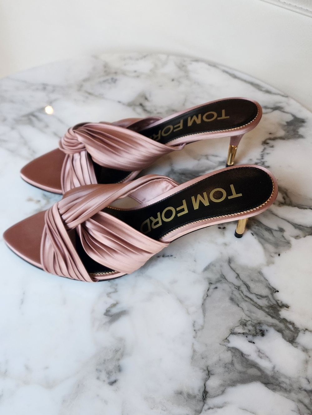 Tom Ford Pink Satin Knotted Slip On Slide Mule Size 37.5 - Picture 2 of 11